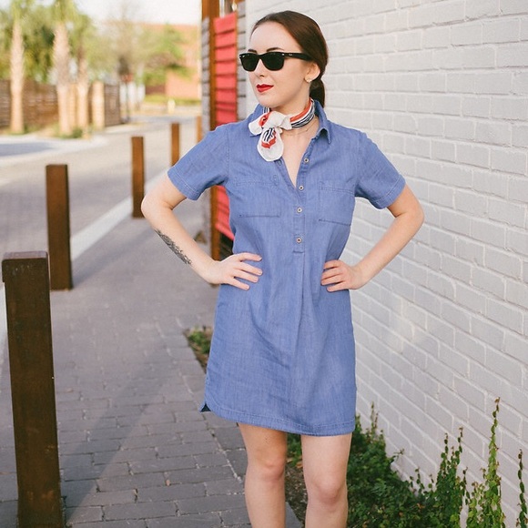 Chambray Denim Dress - Picture 1 of 5